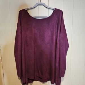 Plum Purple Soft Knit Sweater | Women’s 2X Cozy Lightweight Pullover | Classic